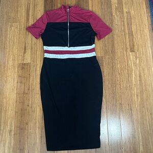 LAST CHANCE OFFER: SHEIN Black and Red Sheath Dress with Mock Neck